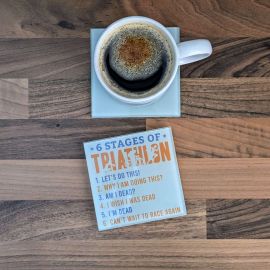 6 Stages of Triathlon Glass Coaster
